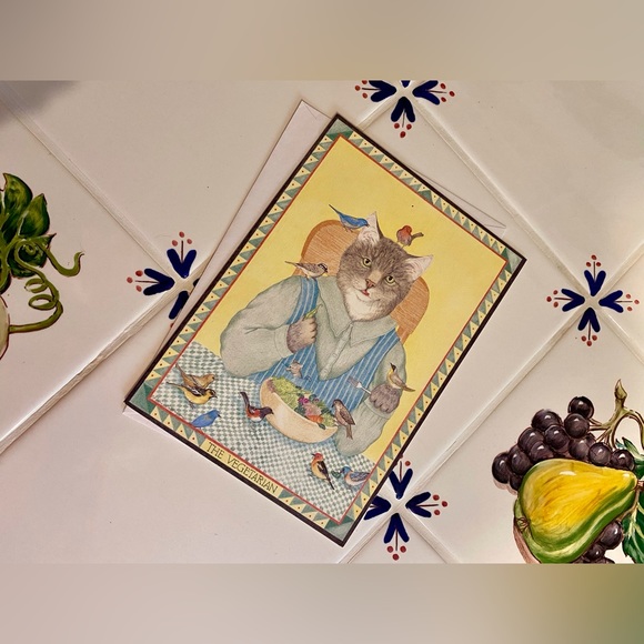 Whimsical drawing of a darling cat greeting card - Picture 2 of 6